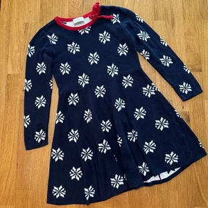 Hanna Andersson 6/7 blau Winter Schneeflocke Langarm Strick Pullover Kleid - Bild 1 von 8