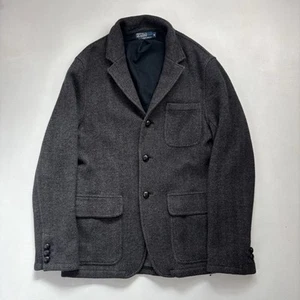 Polo Ralph Lauren Tweed Blazer Sports Coat Wool M Grey Herringbone Suit - Picture 1 of 7