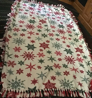 Nueva manta/manta navideña de franela de dos caras hecha a mano 72" x 40" Foto 1 de 3