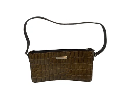 Esprit Vintage Marrón Baguette Cremallera Bolso Monedero Imitación Caimán Repujado Correa Corta Foto 1 de 4