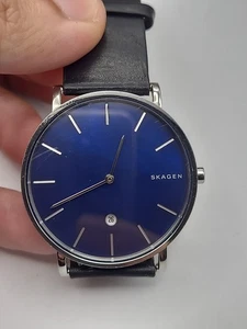 Skagen Hagen SKW6471 Herren Analog Quarz Uhr blaues Zifferblatt schwarzes Band funktioniert - Bild 1 von 14