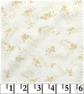 1 YD RJR So Sweet So Soft  QUILT FABRIC - Words Baby Toile & small Floral in Ye - Image 1 of 1