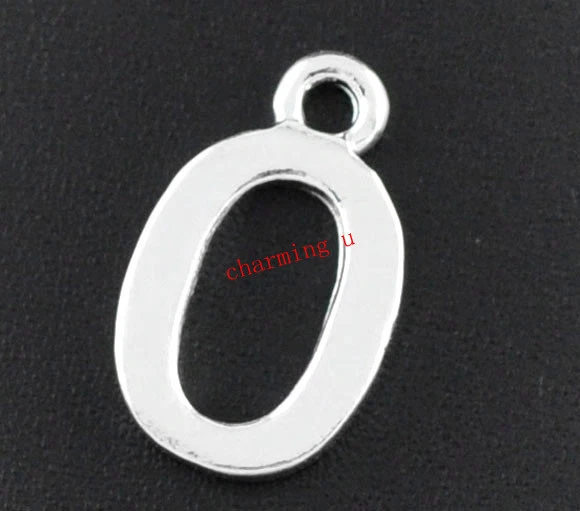 3pz charms ciondoli alfabeto lettera O color argento 15X9mm - Immagine 1 di 1