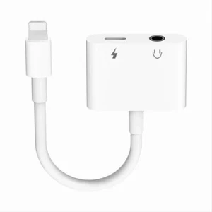2-in-1 iPhone Jack to 3.5mm Splitter AUX Headphone & Charger with Call Support - Picture 1 of 6
