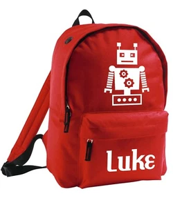 Kids Robot Backpack Personalised School Bag Rucksack Add Name Robotics Science - Picture 1 of 12