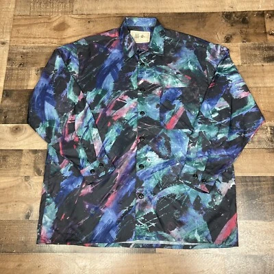 Fulton Street Works 衬衫男式 XL 码黑色抽象几何图案长袖 * 阅读 * — 第 1/4 张图片