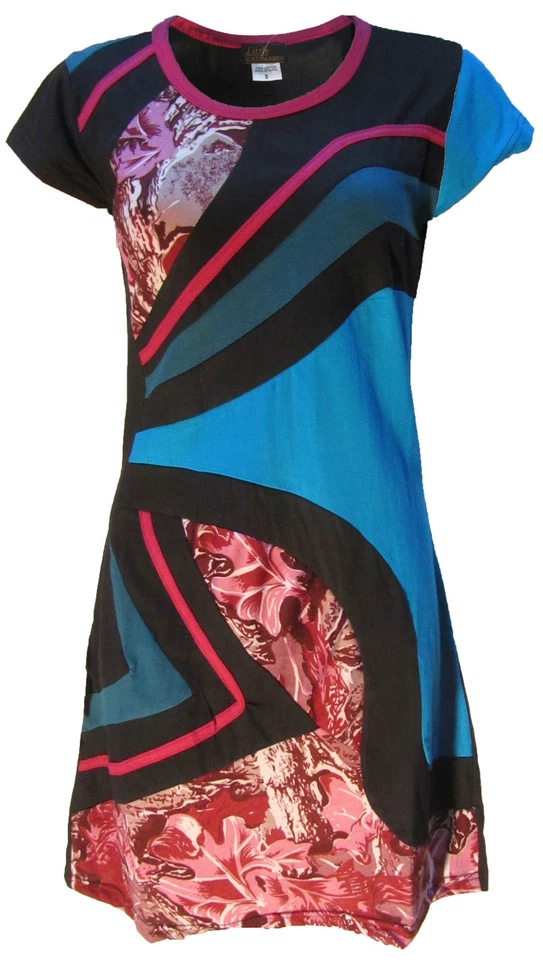 GHERI Handmade Cotton Hippie Natural Kathmandu Dress Boho Retro Vintage Cotton