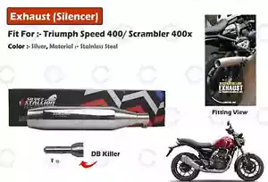 Stallion Silver Blaze Exhaust "Silencer Fit For Triumph Speed / Scrambler 400x" - Picture 1 of 9