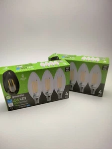 LED Candelaria Light Bulb B10 2 Packs of 4 Decorative Chandelier 4W - Picture 1 of 3