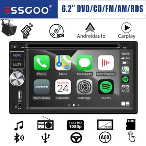 2 DIN 6.2'' Autoradio Carplay Android Auto BT CD DVD FM AM RDS USB TF AUX Kamera - Bild 1 von 14