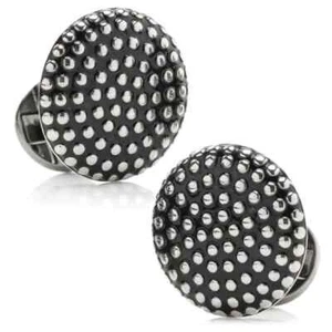 Silver Circle Dot Texture Cufflinks - Picture 1 of 7