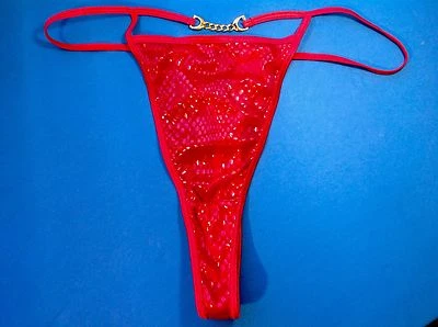 Women Panties,Thongs"Secret Treasures"Size 8 Red Front Chained Snake Skin - Image 1 of 4