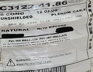 Cable de medios/seguridad/control de seguridad/control CMP blanco/50 ft para medios plenarios varados Carol C3122 18/8C - Imagen 1 de 6