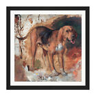 Hunt Study Bloodhound Dog Painting Square Framed Wall Art 16X16 In