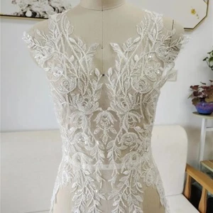 Heavy Lace Cloth Fabric Flower Edge Wedding Dress Skirt Clothing Hollow Diy  - Picture 1 of 24