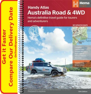 Hema Australia Road & 4WD Handy Atlas 13th Edition Spiral 187 New Maps Tracks - Foto 1 di 6