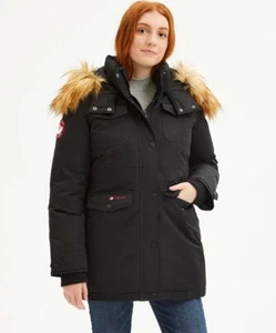 Canada Weather Gear Black Faux Fur-Accent Hooded Parka Women's Size Large - Picture 1 of 3