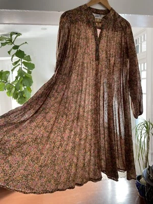 VTG 70s Accordion Pleated Trapeze Dress Semi Sheer Leslie Fay SZ S/M - Image 1 of 4