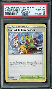 Pokemon SPANISH Champions Festival 2022 World Championships Promo SWSH96 PSA 10 - Picture 1 of 2