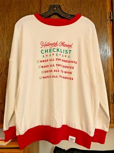 Hallmark Channel Holiday Checklist Christmas Sweatshirt Lounge Top Women L - Picture 1 of 5