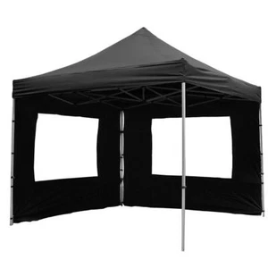 PROFI Falt Pavillon 3x3 m schwarz 2 Seitenteile wasserdicht Marktzelt + Tasche - Bild 1 von 8