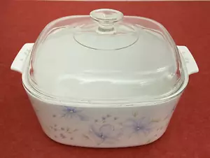 Vintage 5L Corning Ware Casserole Dish w Floral Bouquet Pastel Pattern Pyrex Lid - Picture 1 of 15