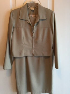 Traje de vestir chaqueta y funda verde salvia de 2 piezas para mujer B. Moss talla 4 Foto 1 de 4