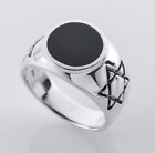 Solid sterling silver 925 David star unisex ring & Onyx size 11.5 Gift & Jewelr