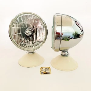 Chrome Deitz Hot Rod Headlamps Halogen with 10 LED Amber Turn Lenses- 1 PR Dietz - Picture 1 of 7