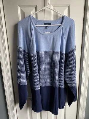 Suéter Pullover Karen Scott Plus Para Mujer Azul Rayas Dobladillo Curvo Talla 4X Nuevo con Etiquetas  Foto 1 de 4