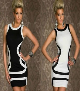 Women Sleeveless Bodycon Party Cocktail Rockability Club Prom Chic Formal Dress - Picture 1 of 21