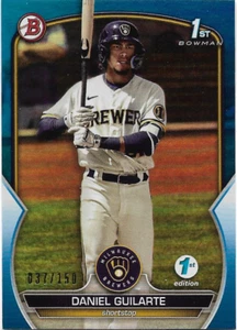2023 Bowman First Edition Daniel Guilarte 1st Prospect Blue Refractor /150 - Picture 1 of 2