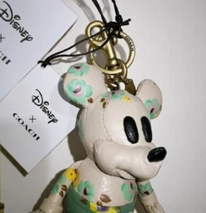 Disney 100 x COACH Mickey Mouse Floral Print Bag Charm Limited Edition beautiful - Picture 1 of 24