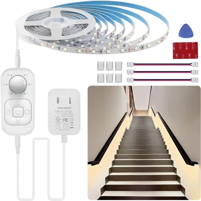 Motion Sensor Lights Indoor Plug-In LED Step Lights Strip with Power Timer Dimme - Image 1 of 4