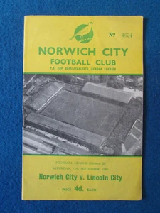 Norwich City v Lincoln City 17/9/60 Programme - Picture 1 of 1