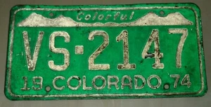 1974 Colorado License Plate Car Tag VS-2147 - Picture 1 of 2