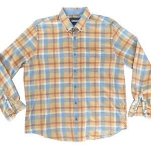 32 Bar Blues Glad All Over Cotton Plaid Shirt Mens XL Button Down Multi Orange - Picture 1 of 9