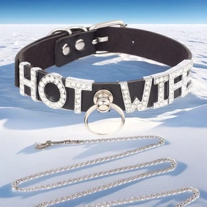 Necklace BDSM Gift Letter SISSY Chain Metal Leash Collar O Ring Choker Custom X3 - Picture 1 of 18
