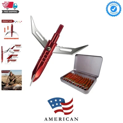 12pcs Hunting Broadheads 100 Grain Archery Broadheads 420 Stainless Steel Hig... - Image 1 of 4