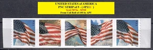 2024 US Flag Coil Strip of 5: Scott #5874a (Forever Rate - PNC Plate #1111) MNH - Picture 1 of 2