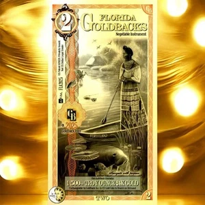 LOTE 50 X 2 BILLETES FLORIDA ALPHA GOLDBACK AURUM LÁMINA ORO 24K BU 1/500 OZ - Imagen 1 de 5