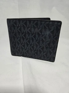 Cartera Michael Kors Para Hombre Azul Logo Estampado Diseñador Cartera Negra Interior Plegable - Imagen 1 de 11