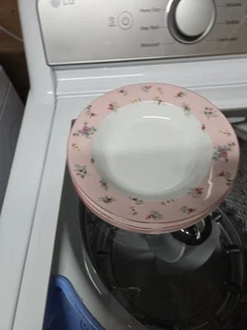 LOT of 4 LAURA ASHLEY "PETITE FLEUR" Pink Flowers SOUP BOWLS China 8 1/2” - Picture 1 of 4