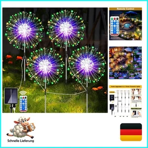Lampade Solari da Esterno 4x120 LED Luci Solari Soffione con Telecomando, 8... - Foto 1 di 9