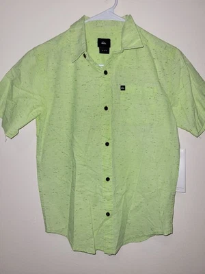 New Quiksilver Boys Lime Youth Button Up Shirt Casual Flannel Woven M Surf  - Image 1 of 2