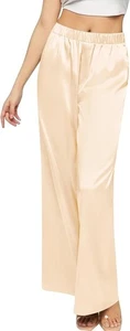 Gr. M Damen Seide Satin Pyjamahose lang seidig Schlafhose Loungewear Hose - Bild 1 von 5