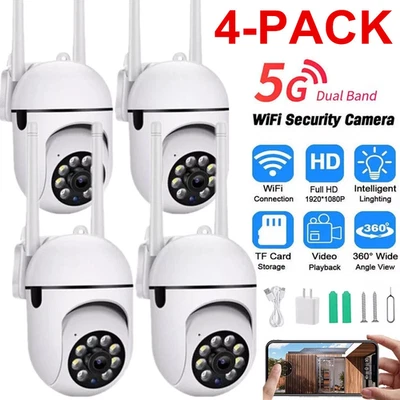 4 Pack Wireless 5G WiFi Security Camera System Smart Outdoor Night Vision 1080P - Image 1 of 4