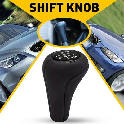 Manija de palanca de cambios de 5 velocidades de cuero negro para BMW Serie 3 1 5 6 7 Foto 1 de 4