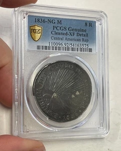 Central American Republic - 1836 Large Silver 8 Reales (PCGS XF Detail) - Picture 1 of 6
