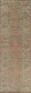 Authentic Hand-Knotted Oushak Indian 16 ft Long Runner Rug Carpet 4'x16' - Picture 1 of 18